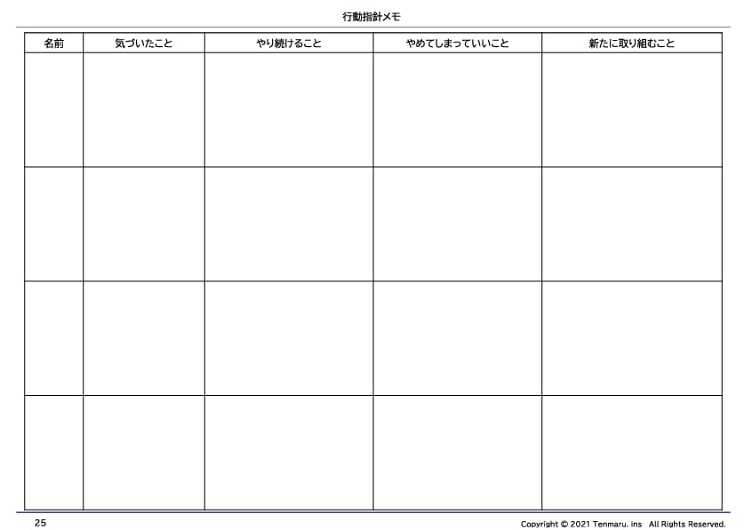 行動指針メモ