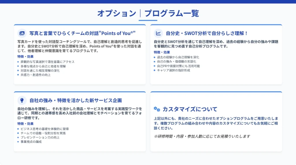 2026年内定者フォローアップ研修オプションプログラム