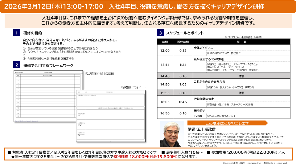 26年、4年目に向けたキャリアデザイン研修